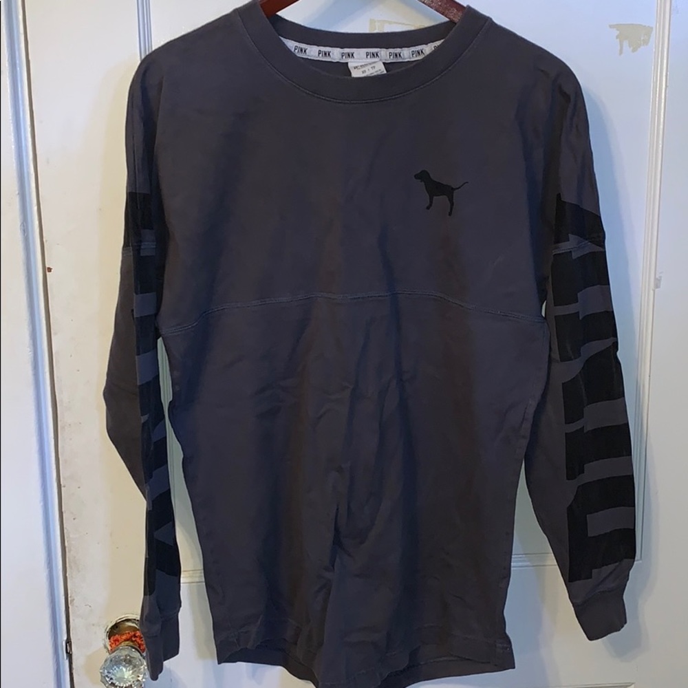 NWOT VS PINK Long Sleeve Campus Logo Tee Grey XS
